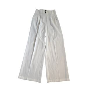 Bershka Wide Leg Trouser Pants Womens Size 2 White Career Office Chic Boho